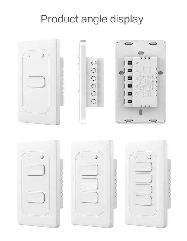 Smart WIFI 3CH LED Light Button Switch | Live & Neutral / Live & No Neutral Wire | Black