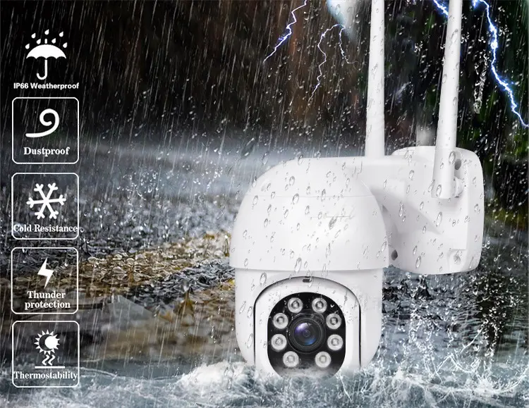 Smart Wi-Fi NVR CCTV Camera Kit With 4 PTZ Outdoor Waterproof 3MP Cameras and Audio