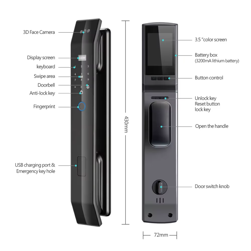 Smart WI-FI Door Handle (Face) D14 Pro Lock