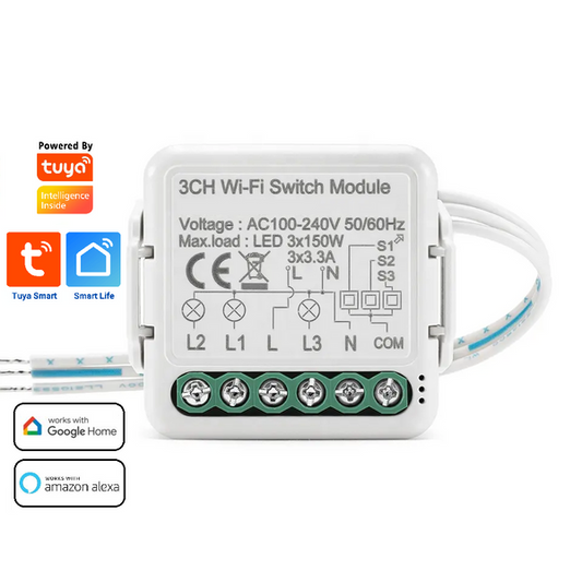 Smart WI-FI 3CH 150W LED Light / 3.3A 700W Appliance Neutral Mini Switch