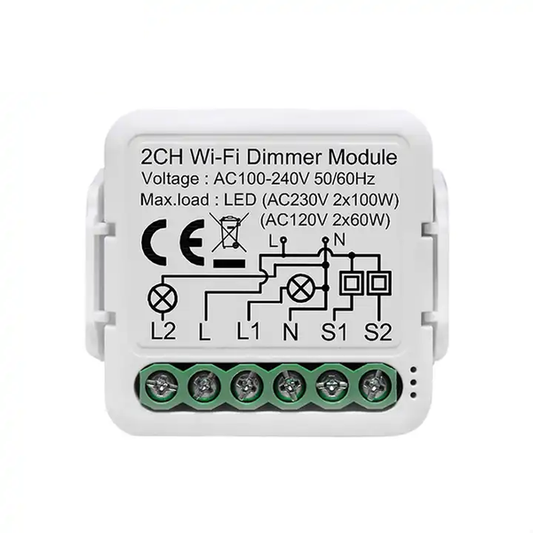 Smart WI-FI 2CH 100W LED Light Dimmer Mini Switch