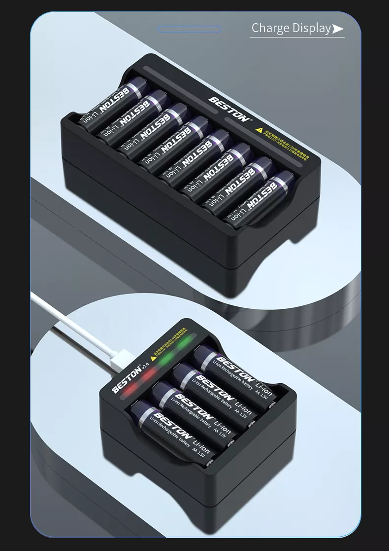 BESTON M7012 Rechargeable Lithium Battery Charger for BESTON AA AAA 1.5V Batteries | 8 Slot