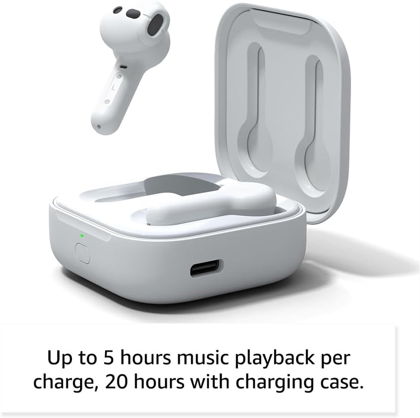 Echo Buds (2023 Release) True Wireless Bluetooth 5.2 Earbuds with Alexa, charging case White