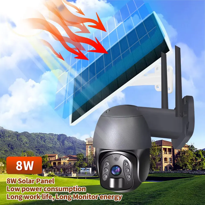 Smart Waterproof Outdoor Solar 3MP 4G PTZ CCTV Camera