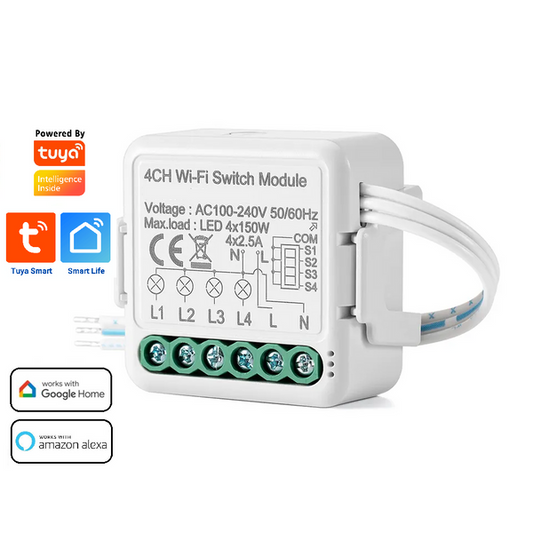 Smart WI-FI 4CH 150W LED Light / 2.5A 550W Appliance Neutral Mini Switch