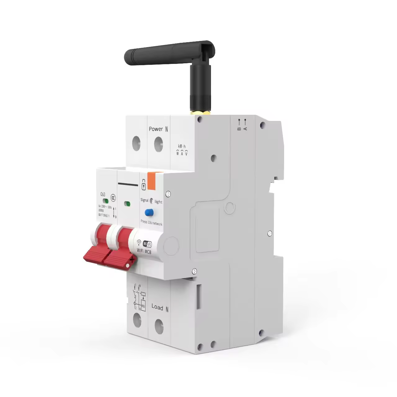 Smart Wi-Fi 2P 230V 63A 13800W 13.8KW MCB Switch Circuit Breaker w/ Power Monitor