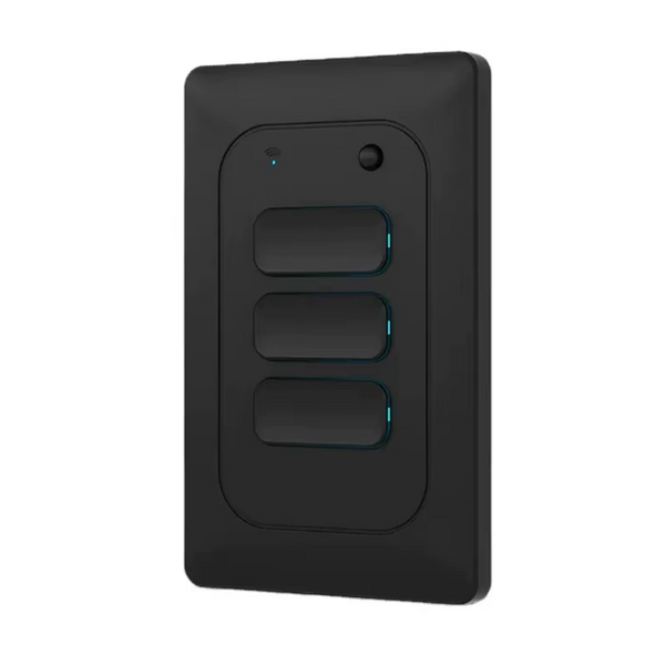 Smart WIFI 3CH LED Light Button Switch | Live & Neutral / Live & No Neutral Wire | Black