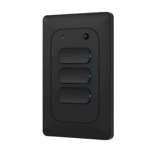 Smart WIFI 3CH LED Light Button Switch | Live & Neutral / Live & No Neutral Wire | Black