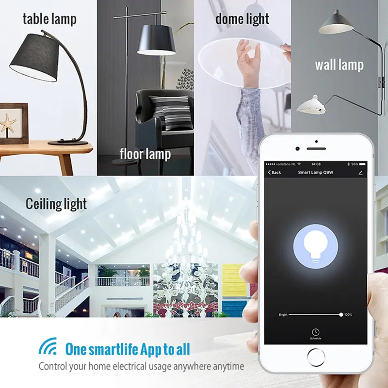 Smart WIFI 9W B22 RGB CCT LED Light Bulb | 3000K to 6000K | RGB