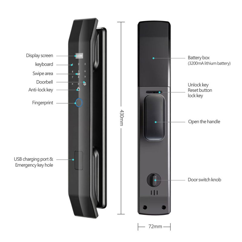 Smart WI-FI Door Handle (Face) D14 Lock