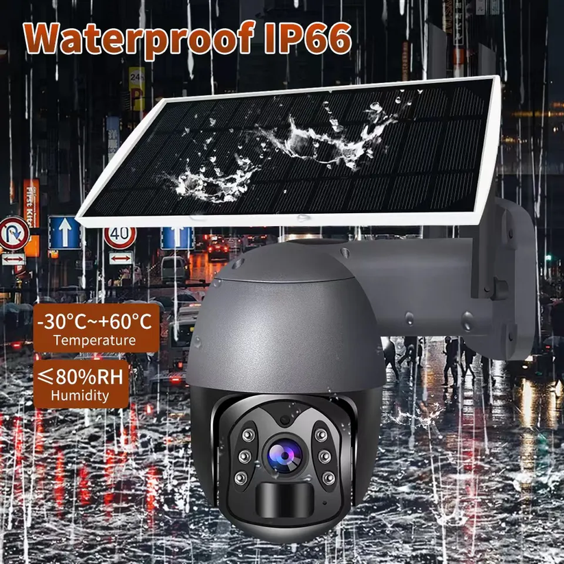 Smart Waterproof Outdoor Solar 3MP 4G PTZ CCTV Camera