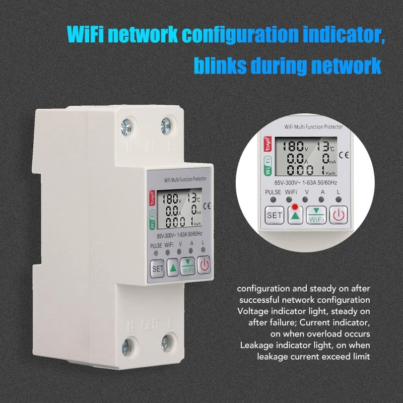 Smart Wi-Fi Circuit Breaker Type Timer - 63A with Power KWh Monitoring