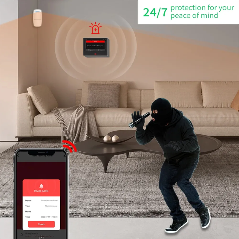 Smart WIFI 4G SIM Card 7 inch Touch Screen Alarm System | H700 | 5V/ 12V w/ Backup Battery