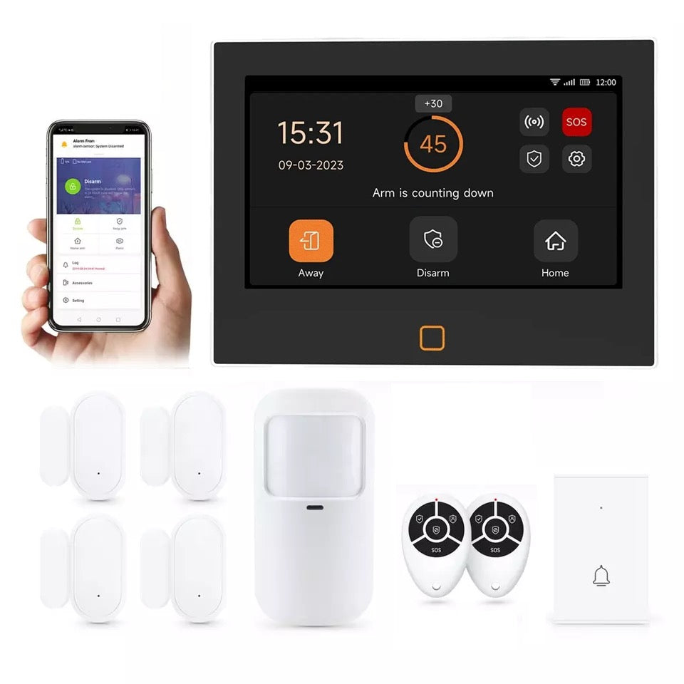 Smart WIFI 4G SIM Card 7 inch Touch Screen Alarm System | H700 | 5V/ 12V w/ Backup Battery