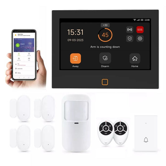 Smart WIFI 4G SIM Card 7 inch Touch Screen Alarm System | H700 | 5V/ 12V w/ Backup Battery