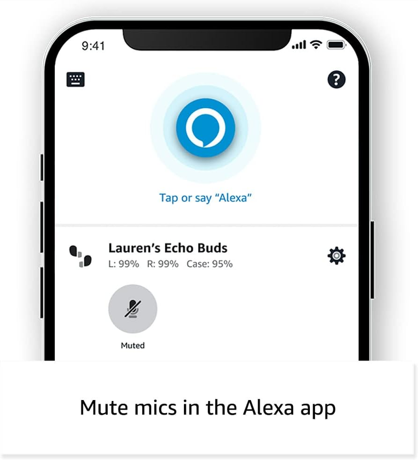 Echo Buds (2023 Release) True Wireless Bluetooth 5.2 Earbuds with Alexa, charging case White