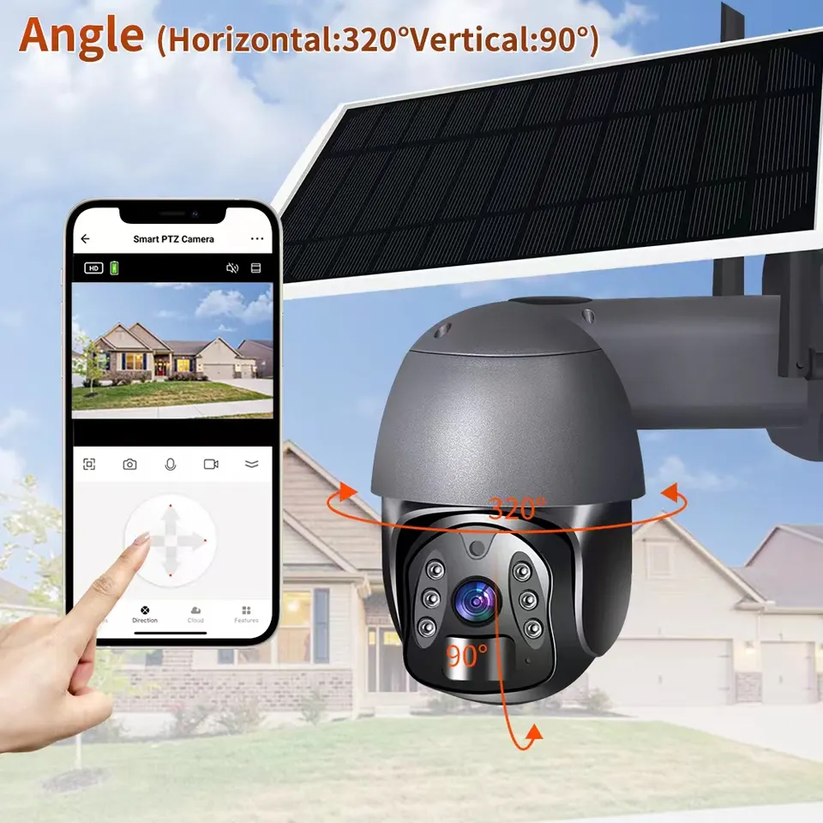 Smart Waterproof Outdoor Solar 3MP 4G PTZ CCTV Camera
