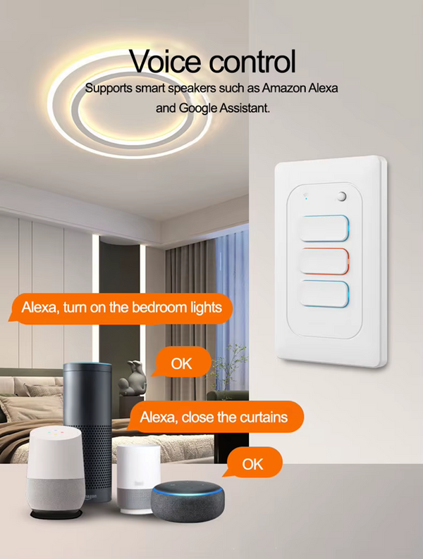 Smart  WI-FI 2CH LED Light Button Switch | Live & Neutral / Live & No Neutral Wire | White
