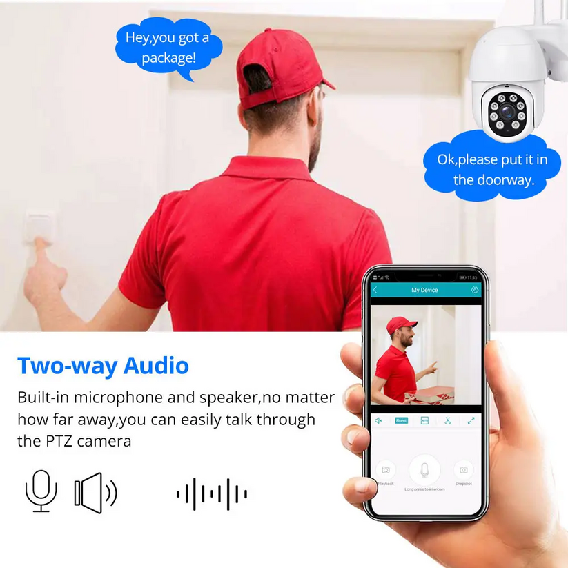 Smart Wi-Fi NVR CCTV Camera Kit With 4 PTZ Outdoor Waterproof 3MP Cameras and Audio