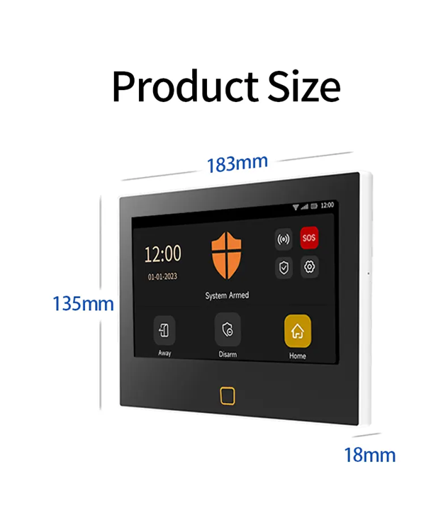 Smart WIFI 4G SIM Card 7 inch Touch Screen Alarm System | H700 | 5V/ 12V w/ Backup Battery