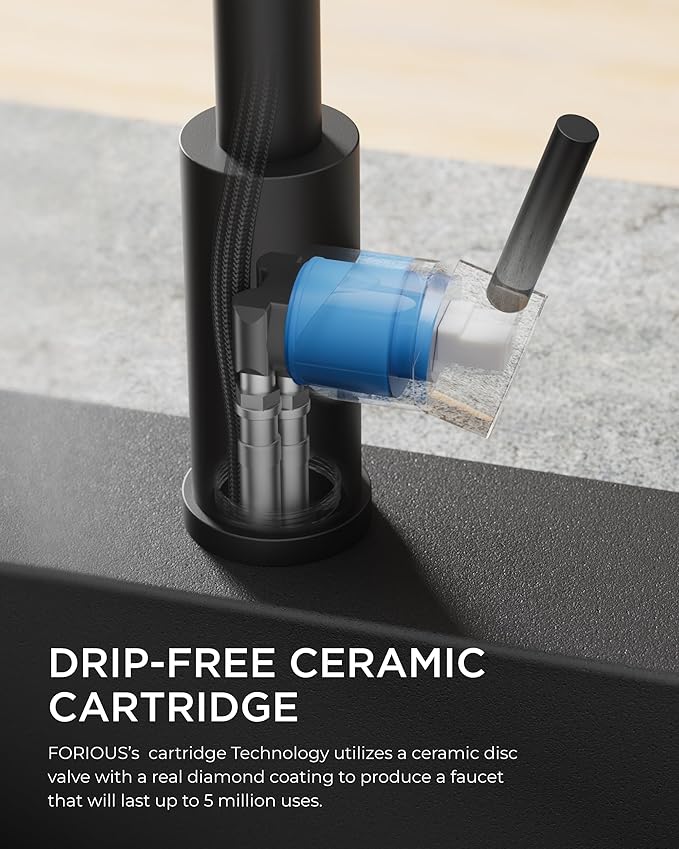 Contemporary Hands-Free Kitchen Faucet Black, Smart Motion Sensor