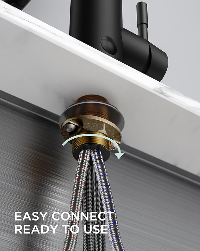 Contemporary Hands-Free Kitchen Faucet Black, Smart Motion Sensor