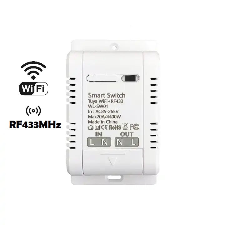 Smart WIFI 1CH 20A 4400W 4.4KW Switch Relay w/ RF433Mhz