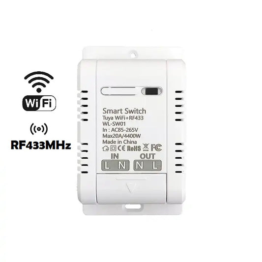 Smart WIFI 1CH 20A 4400W 4.4KW Switch Relay w/ RF433Mhz