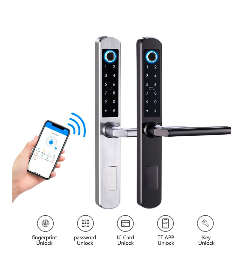Smart Aluminium Sliding Door Lock - Silver