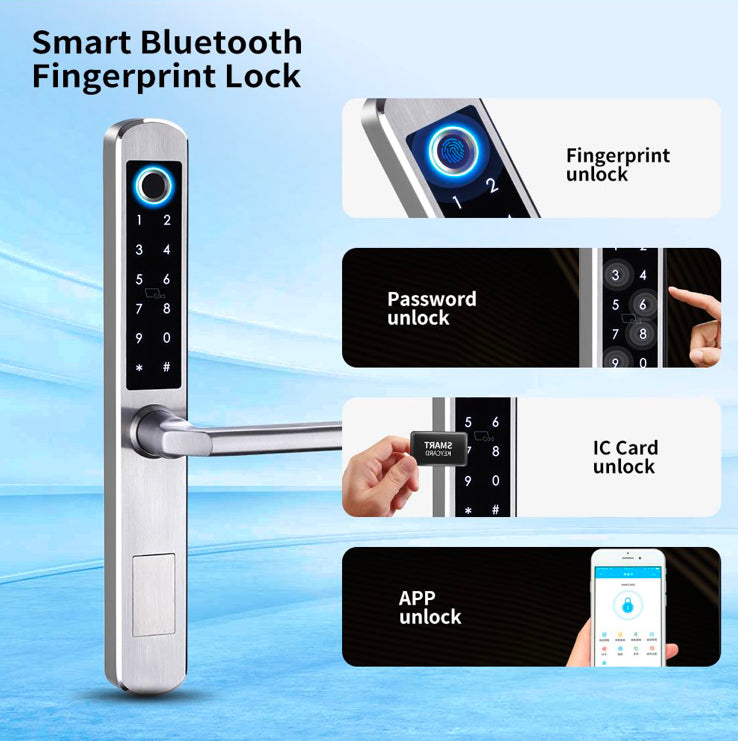 Smart Aluminium Sliding Door Lock - Silver