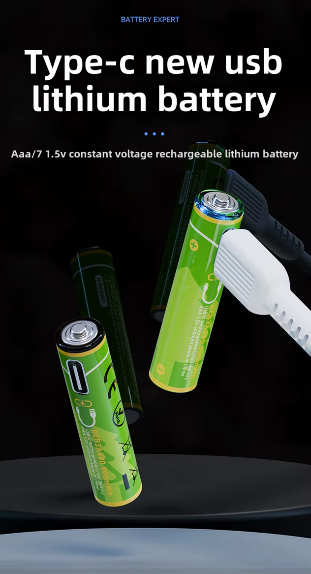 BESTON AAA USB C Rechargeable Lithium-ion Battery | 10440 | 1.5V | 390mAh | 4 Pack