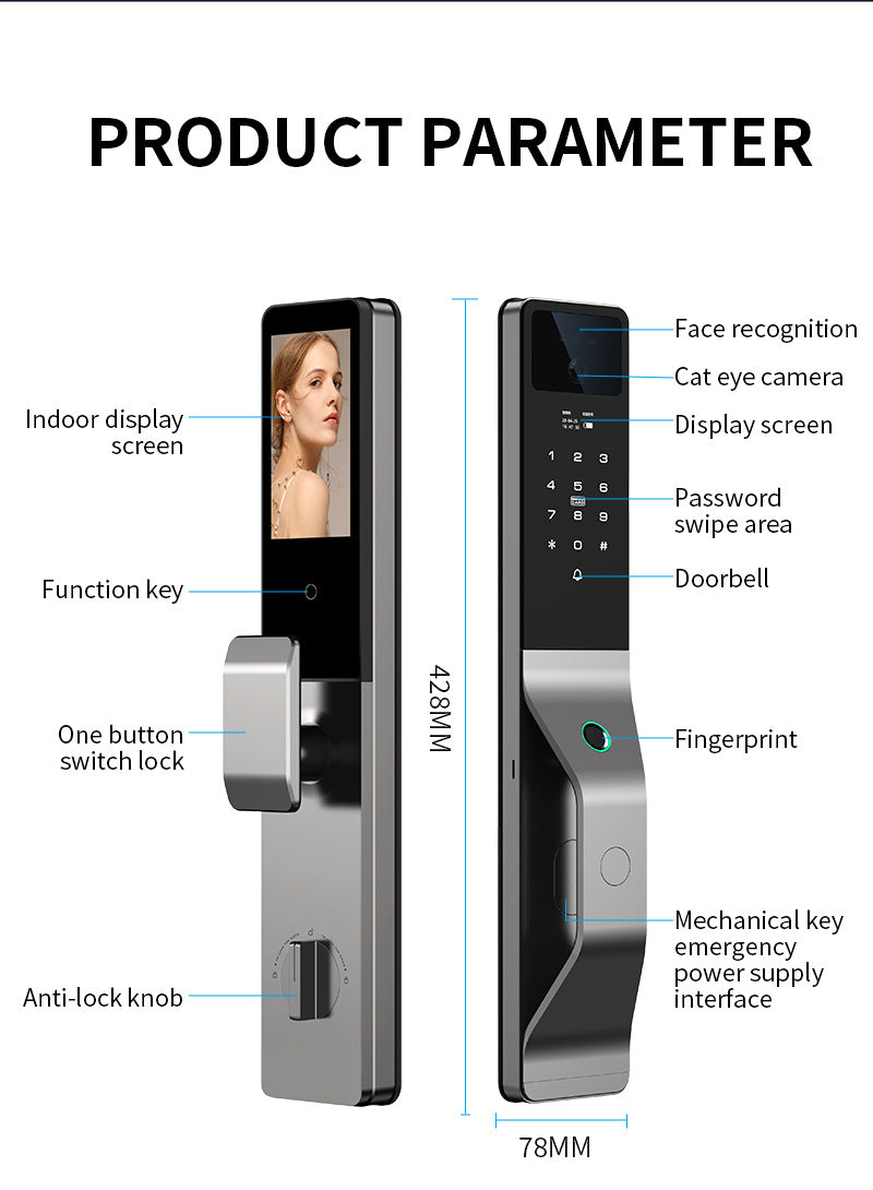 Smart Wi-Fi Door Handle (Face) Lock C5