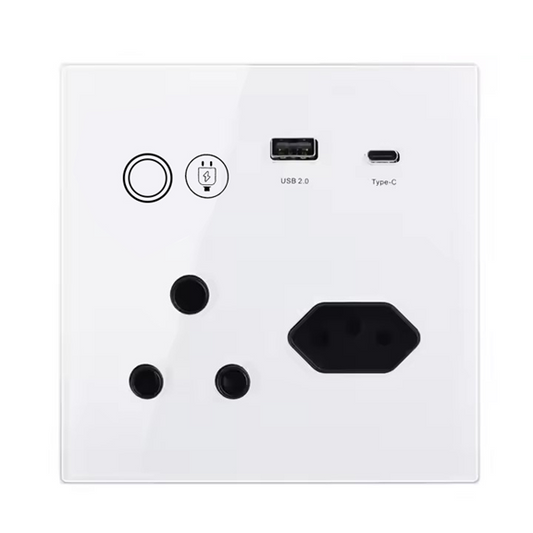 Smart WIFI 20A 4000W 3 Pin 2 Pin Plug USB QC3.0 Switch w/ Power Monitor (White)