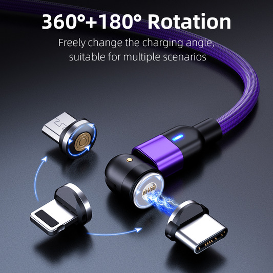3-in-1 magnetic charging cable purple