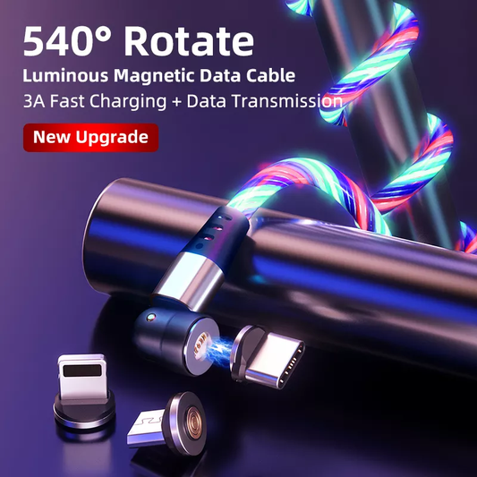 Multi-colour luminous LED magnetic charging cable