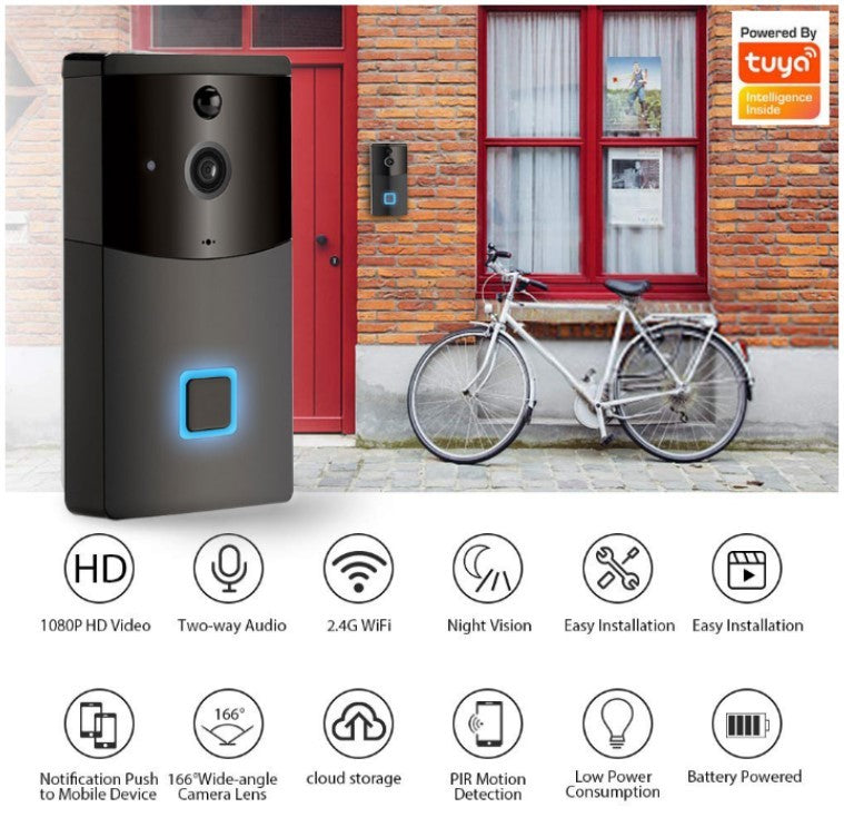 Smart WiFi Video Doorbell dimensions and package