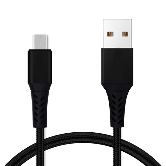 USB-A to Micro USB 2m nylon braided charging cable black