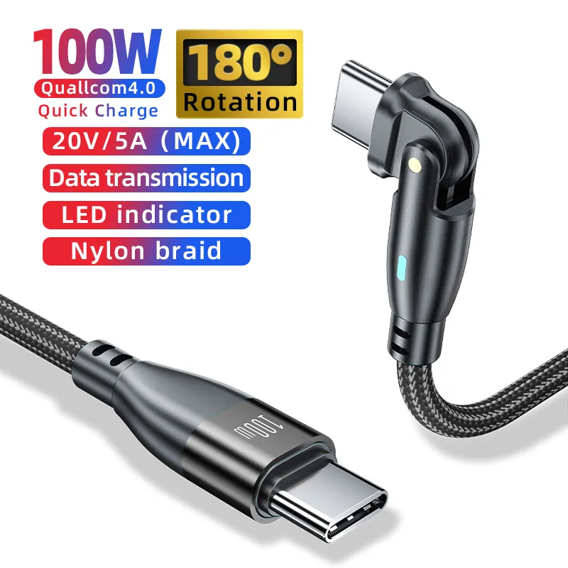 USB-C to USB-C PD100W rotatable charging cable