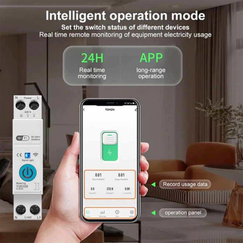 Smart Circuit Breaker Wi-Fi - 63A with Power KWh Monitoring Geyser Timer