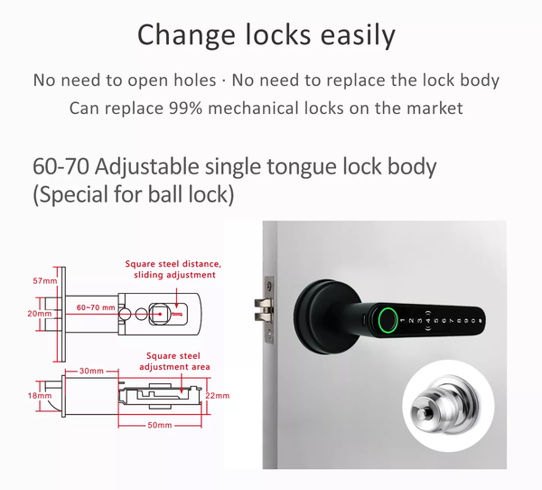Bluetooth Digital Fingerprint IC Card Smart Door Handle Lock