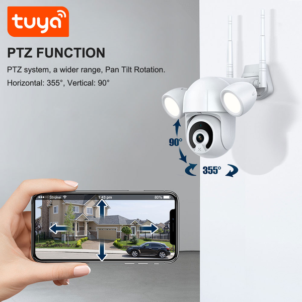 WIFI Control Waterproof Outdoor 5MP HD PTZ Floodlight CCTV Camera