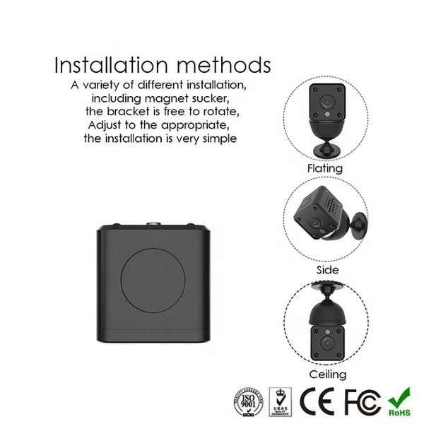 WIFI Control Mini 1080P 2.0MP Camera with Built-in backup battery