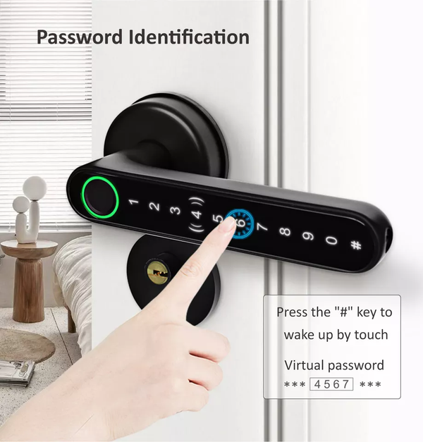 Bluetooth Digital Fingerprint IC Card Smart Door Handle Lock