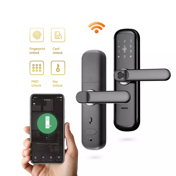 Digital Fingerprint Door Handle Lock (Black