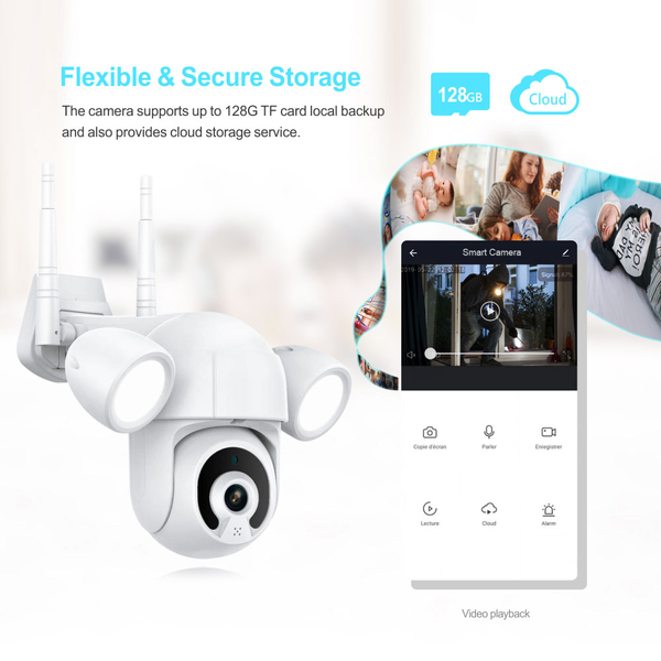 WIFI Control Waterproof Outdoor 5MP HD PTZ Floodlight CCTV Camera