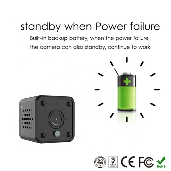 WIFI Control Mini 1080P 2.0MP Camera with Built-in backup battery
