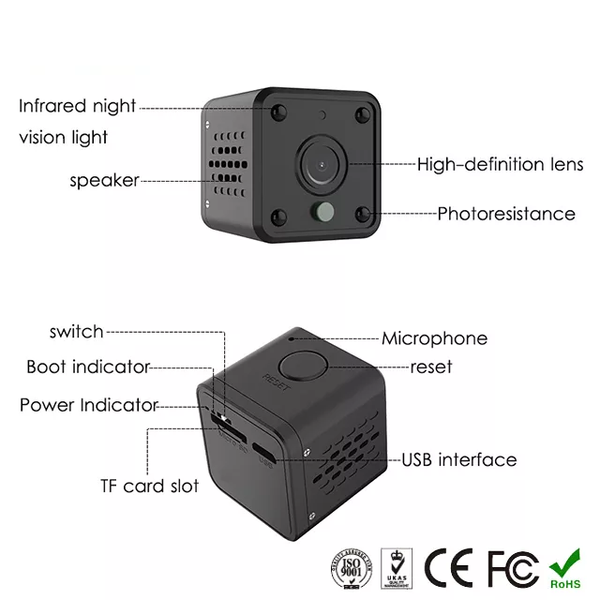 WIFI Control Mini 1080P 2.0MP Camera with Built-in backup battery