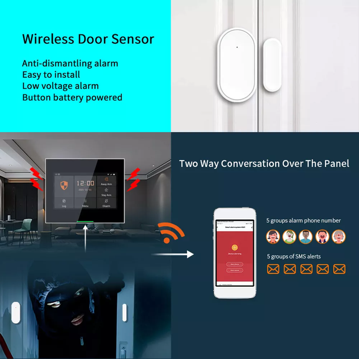 Smart Wi-Fi H5 4G SIM Card 5 inch Touch Screen Alarm System