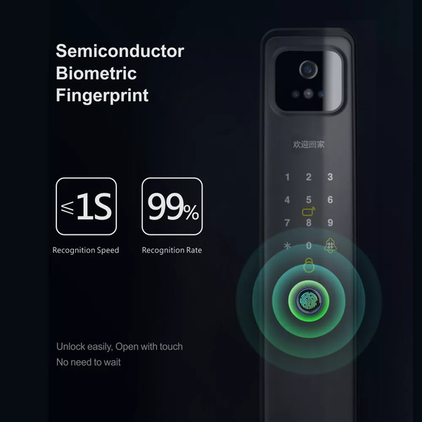 Digital 3D Face Recognition Access Door Lock with Cats Eye Camera